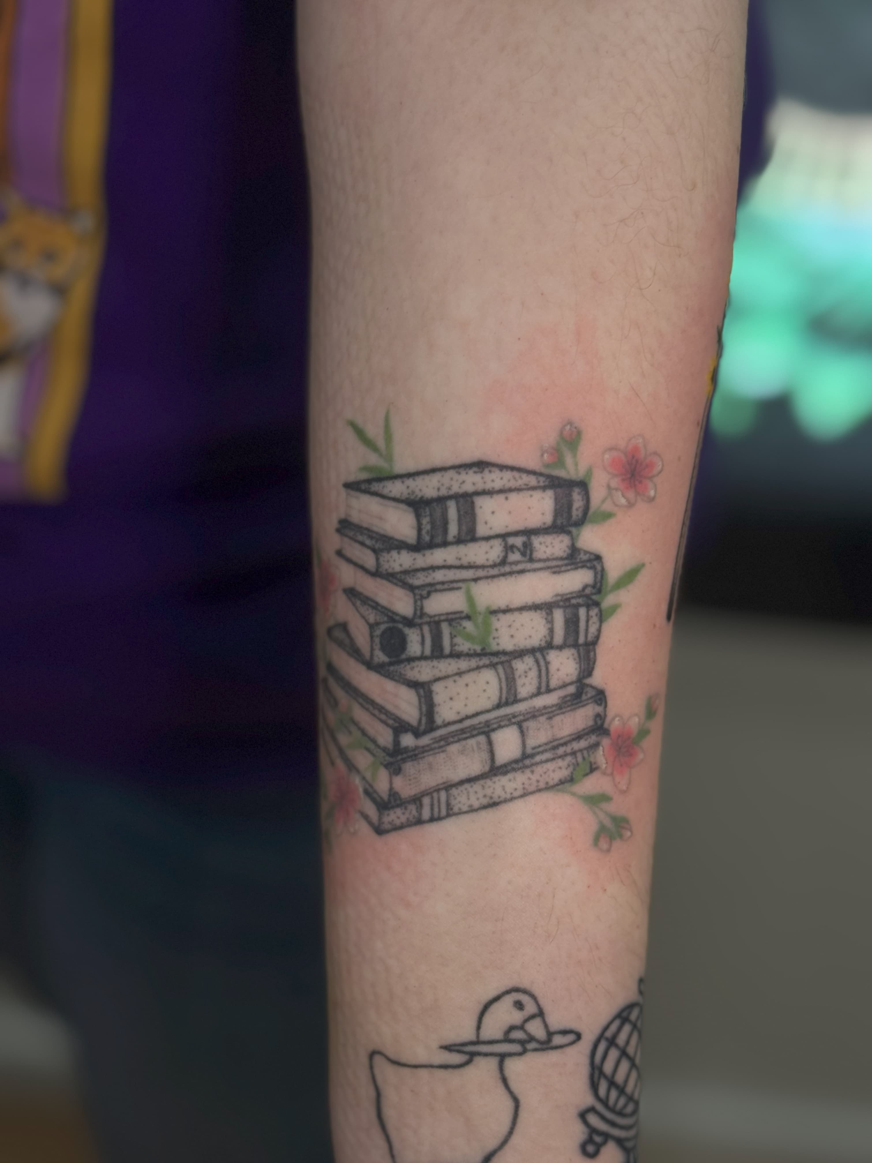 Flowery Books Stack